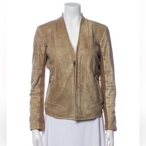 VEDA Leather silk-lined Blazer Jacket weathered/sandblasted medium tan/beige